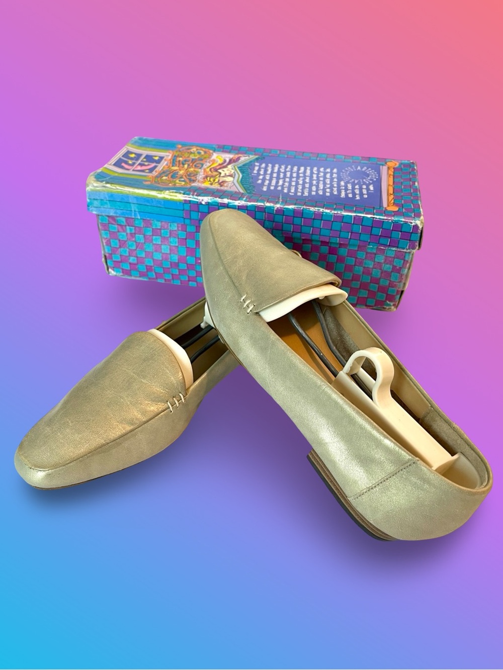 Vintage 90’s ArtEffect Slip-on Gold Metallic Loafers Sz6.5 In Box